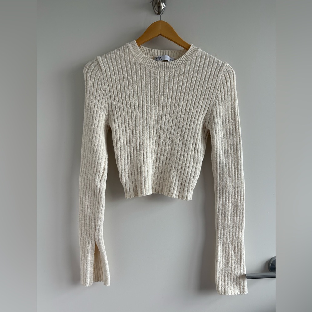 Zara Ribbed Knit Cropped Top Size M
